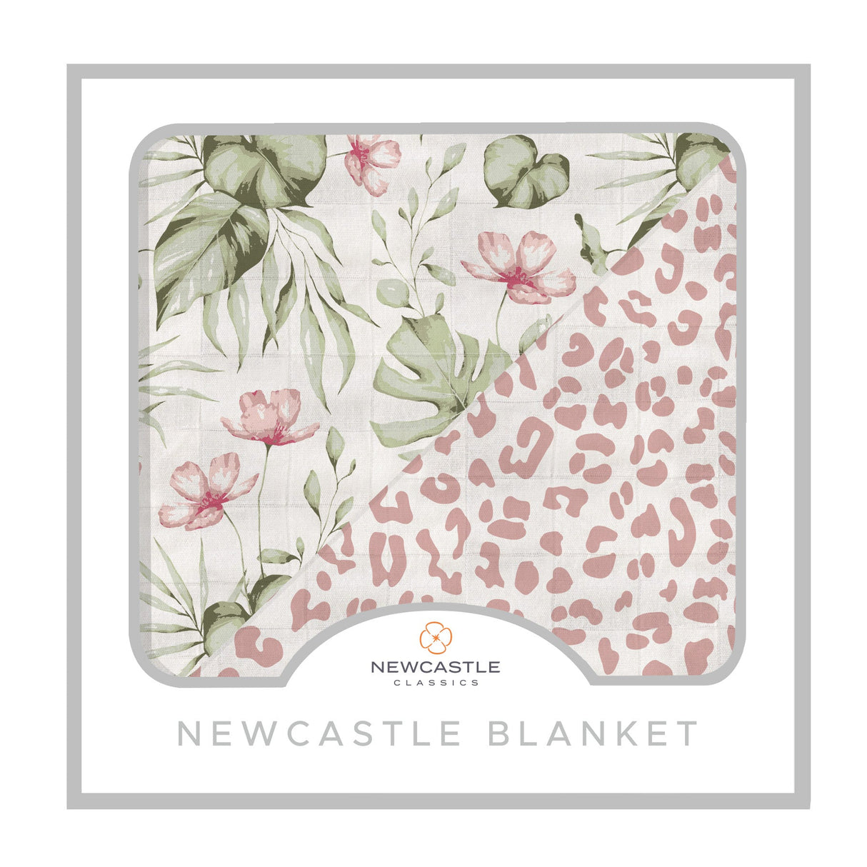 Silver Pink Orchid and Little Leopard Newcastle Blanket