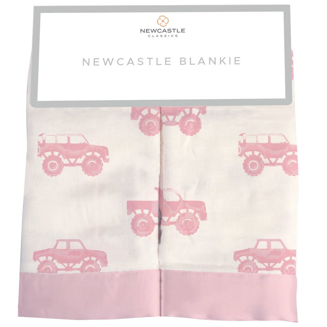 Pink Monster Trucks Bamboo Newcastle Blankie - HoneyBug