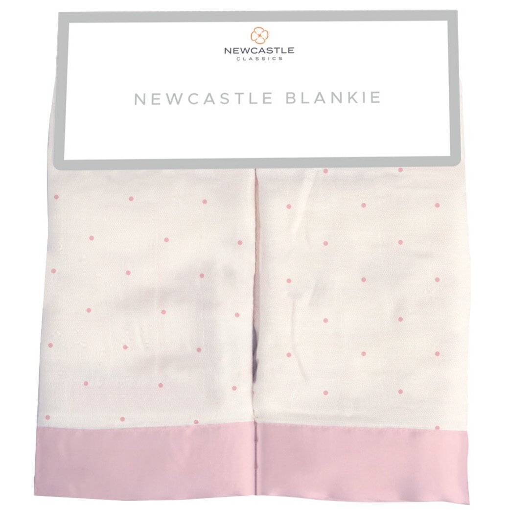 Pink Polka Dot Bamboo Newcastle Blankie - HoneyBug