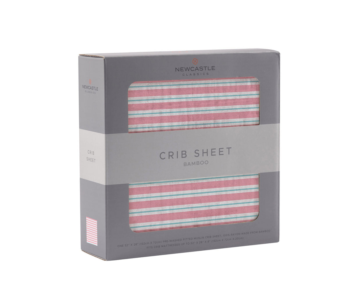 Candy Stripe Bamboo Muslin Crib Sheet - HoneyBug