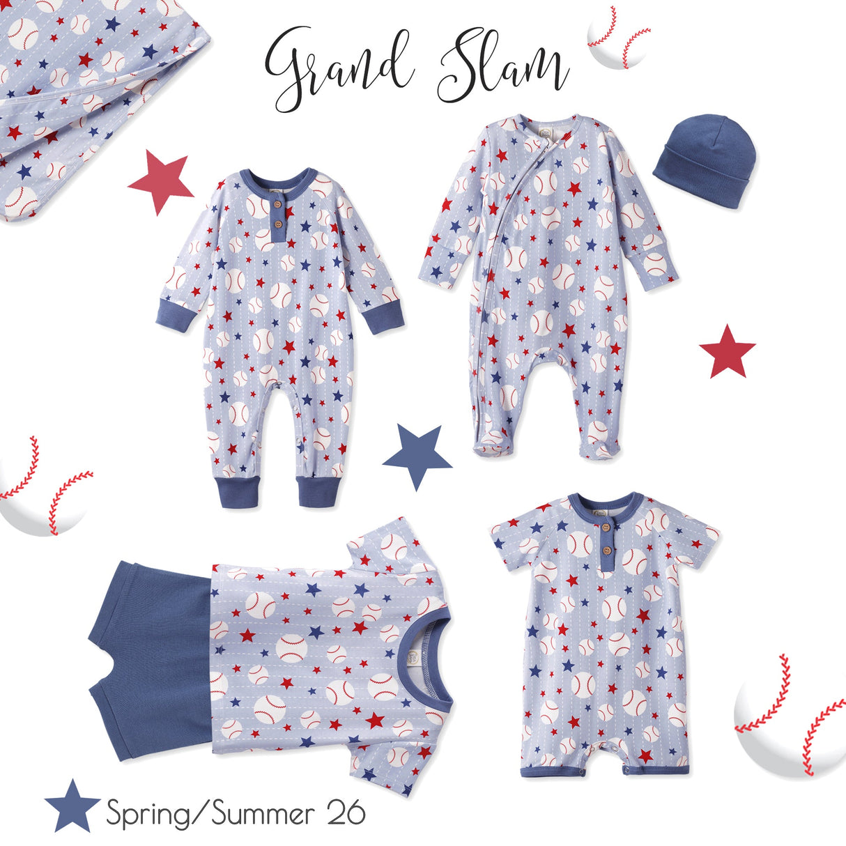 Grand Slam Baseball Bamboo Henley Shortall Romper