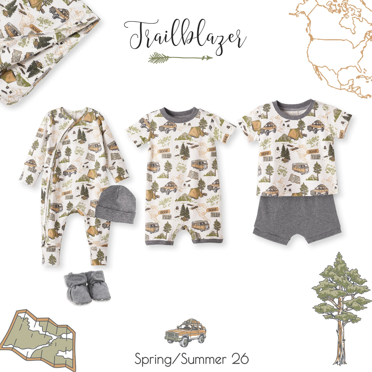 Trailblazer Bamboo T-Shirt & Cotton Shorts Set for Boys