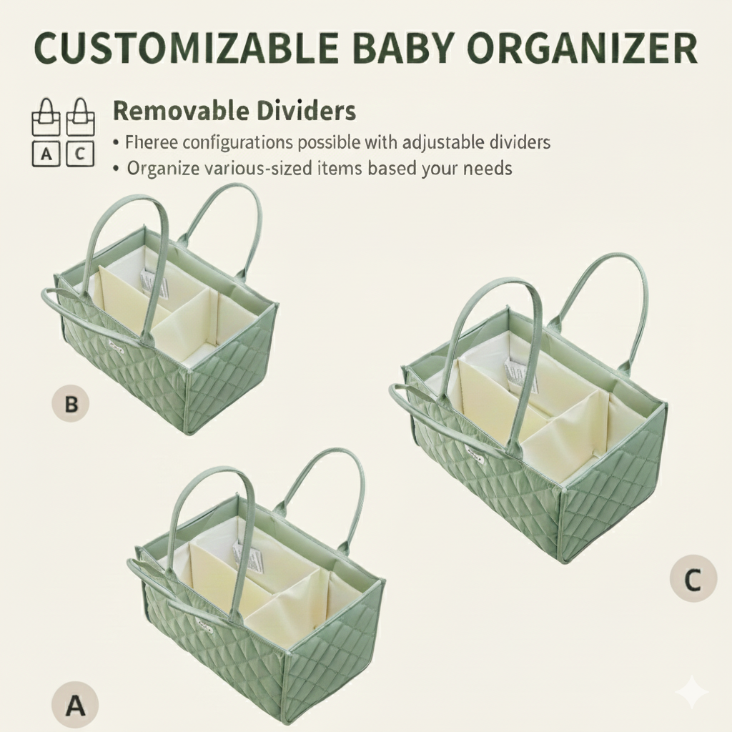 Quilted Diaper Caddy Organizer