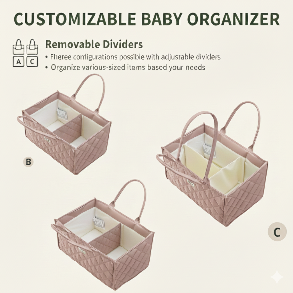Quilted Diaper Caddy Organizer