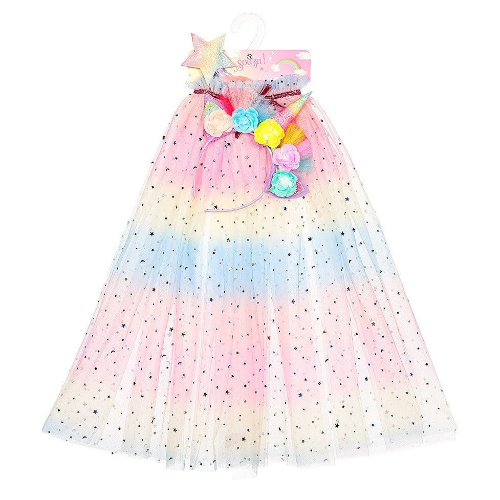 Unicorn Costume Cape Set w/ headband & wand - Role-Play for Children (2 sizes)