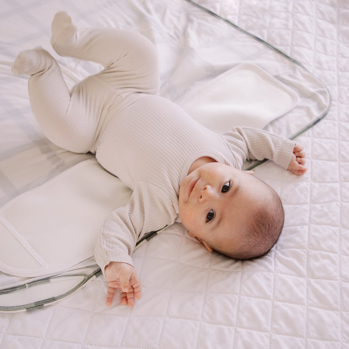 Sage Windowpane Swaddle II - HoneyBug
