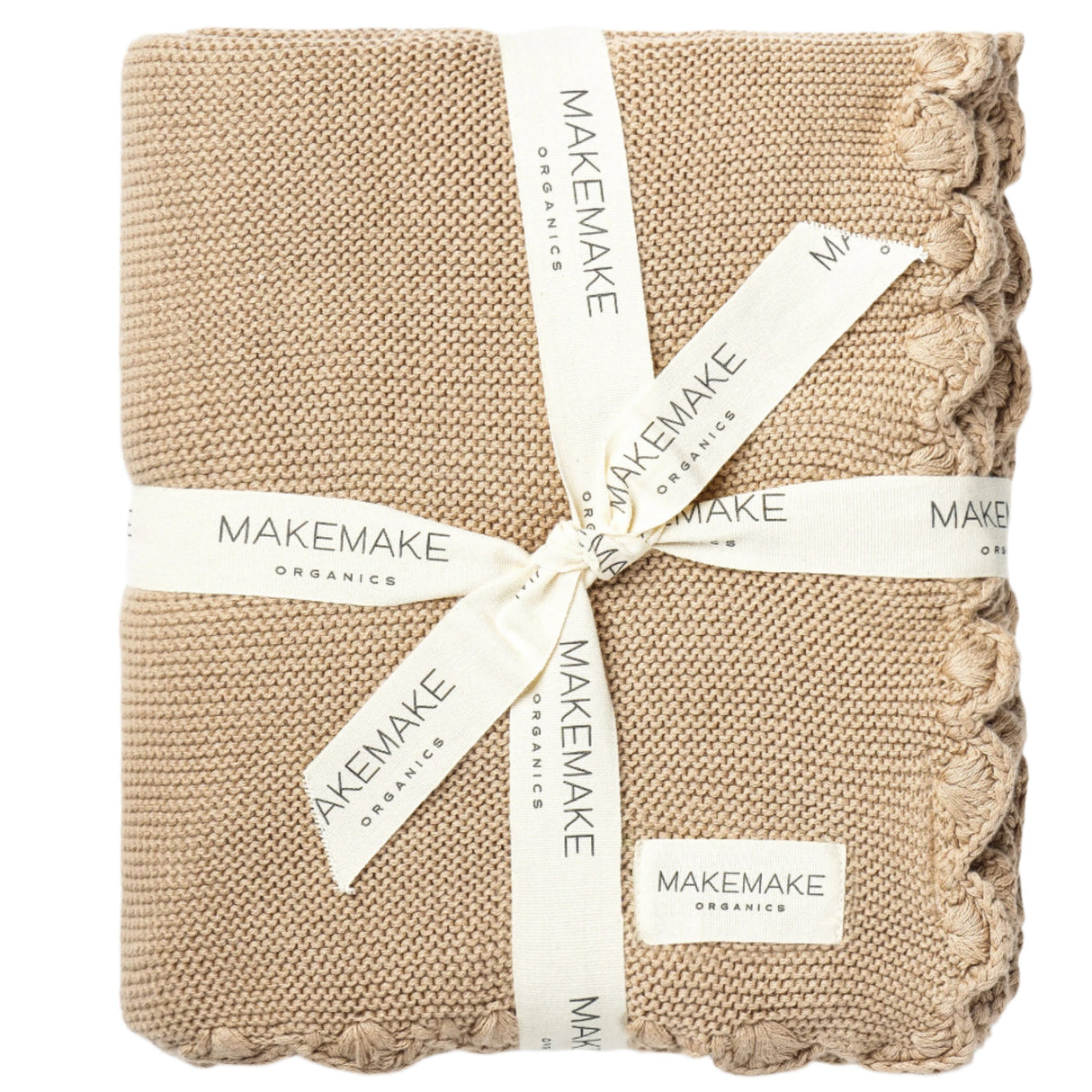 Organic Cotton Scalloped Baby Blanket - Sand - HoneyBug