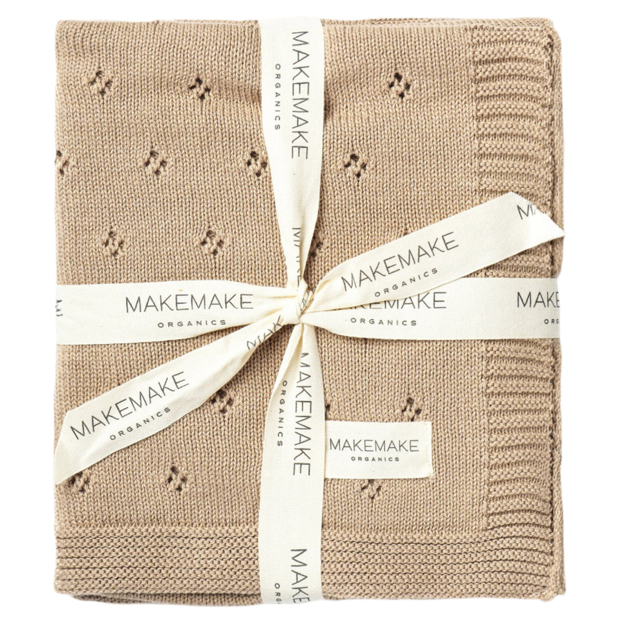 Organic Cotton Pointelle Baby Blanket - Sand - HoneyBug