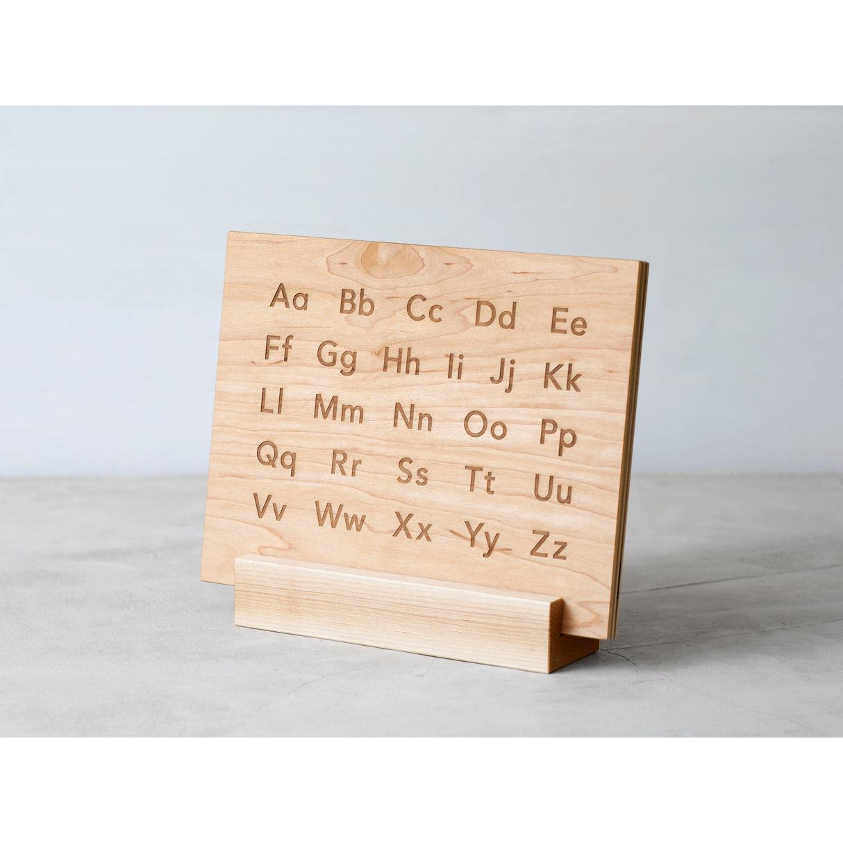 Wooden Alphabet Montessori Board and Tabletop Reference Chart β’Β Modern Sans Serif - HoneyBug