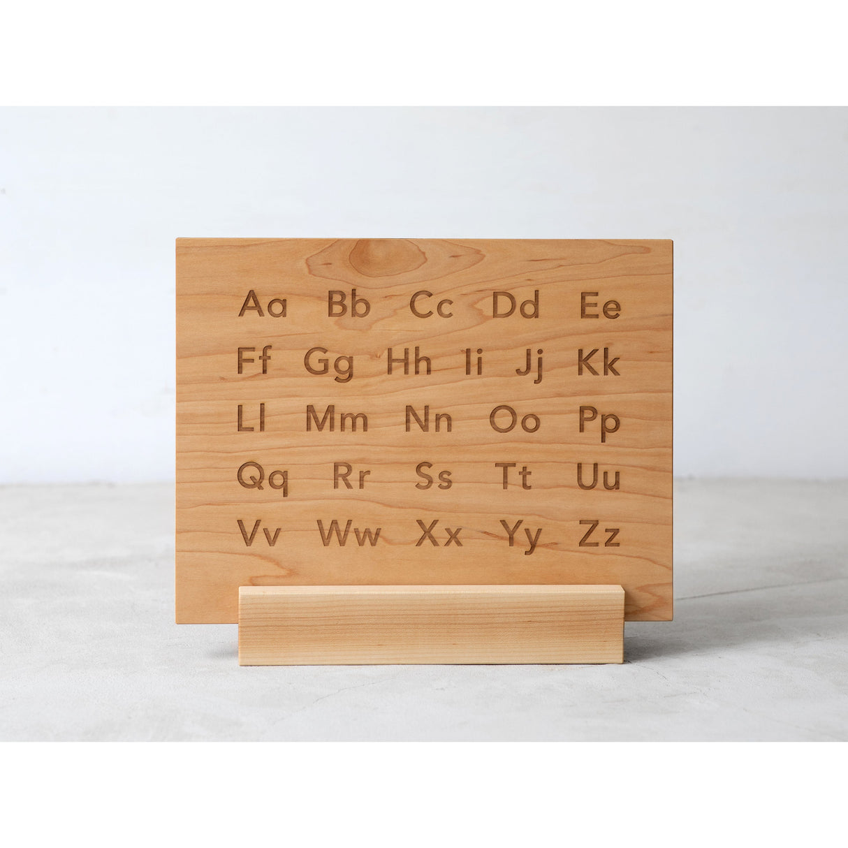 Wooden Alphabet Montessori Board and Tabletop Reference Chart β’Β Modern Sans Serif - HoneyBug