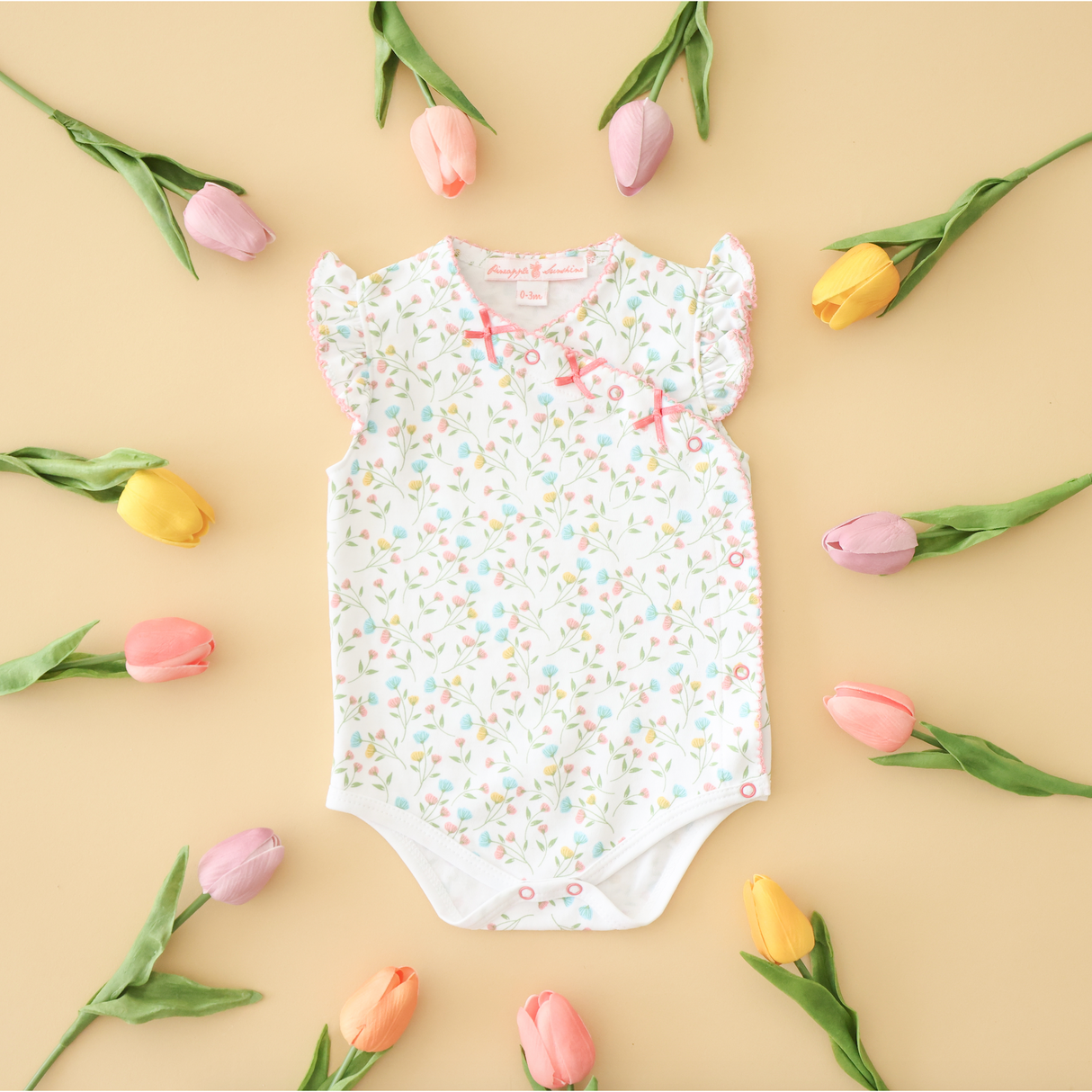 Pink Arabella Onesie with Bows - HoneyBug