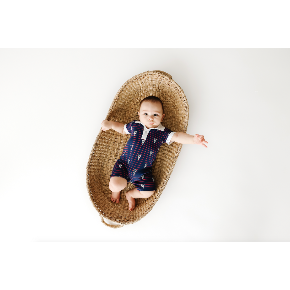 Lobster Stripe Romper - HoneyBug