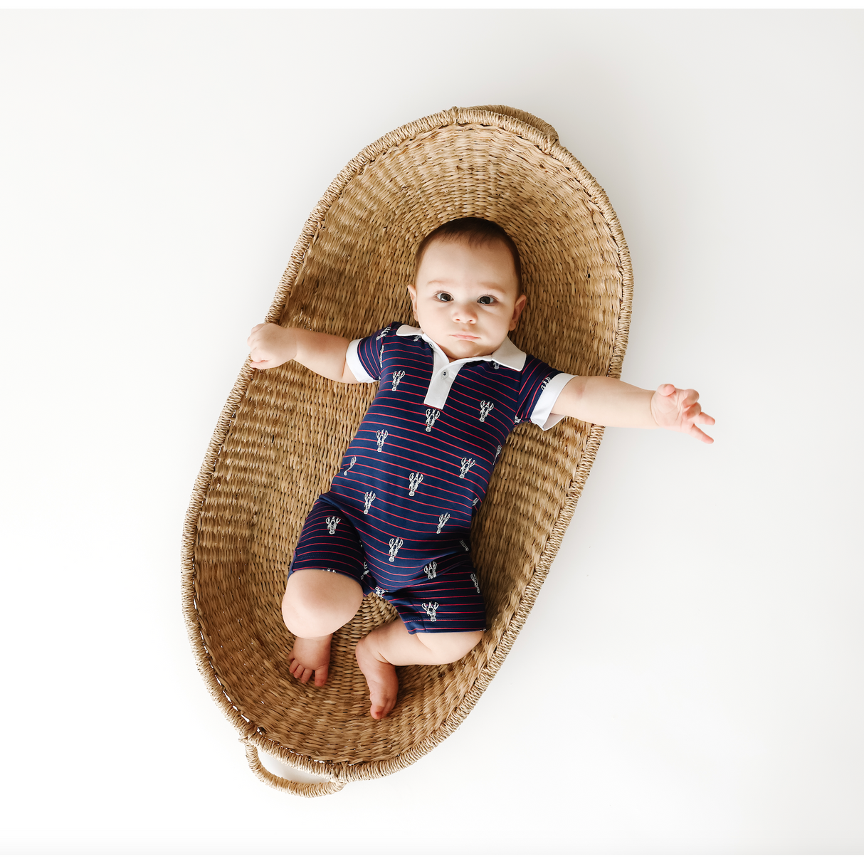 Lobster Stripe Romper - HoneyBug