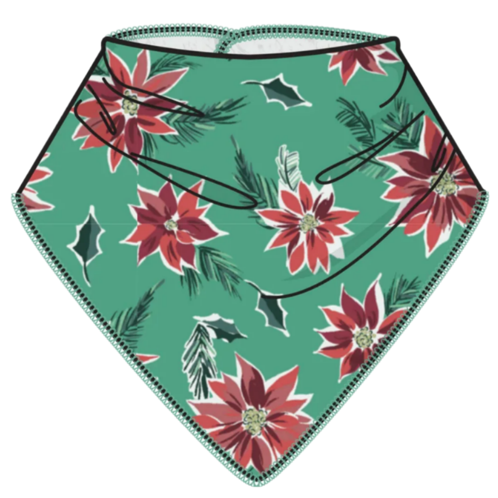 Bandana Bib - Poinsettia - HoneyBug