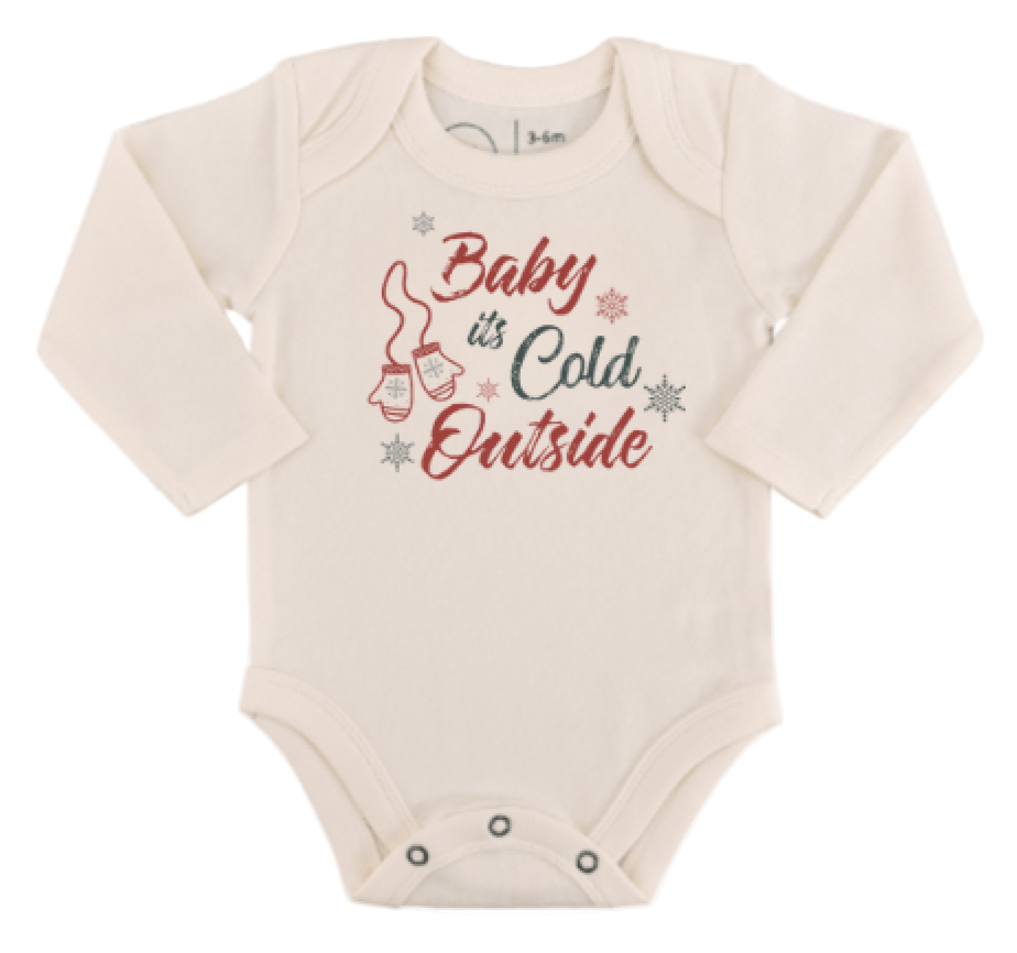long sleeve graphic bodysuit | baby its cold outside - HoneyBug