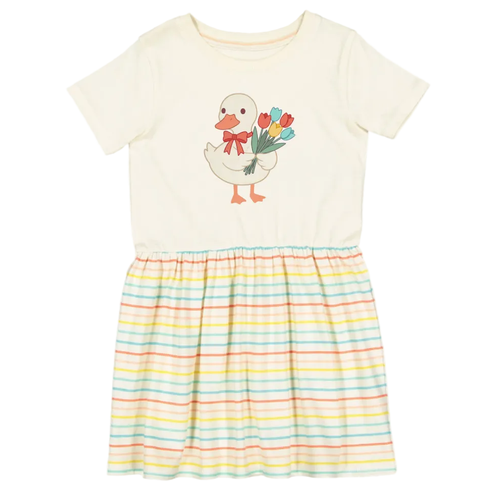 FLORAL DUCK ♡ striped infant dress