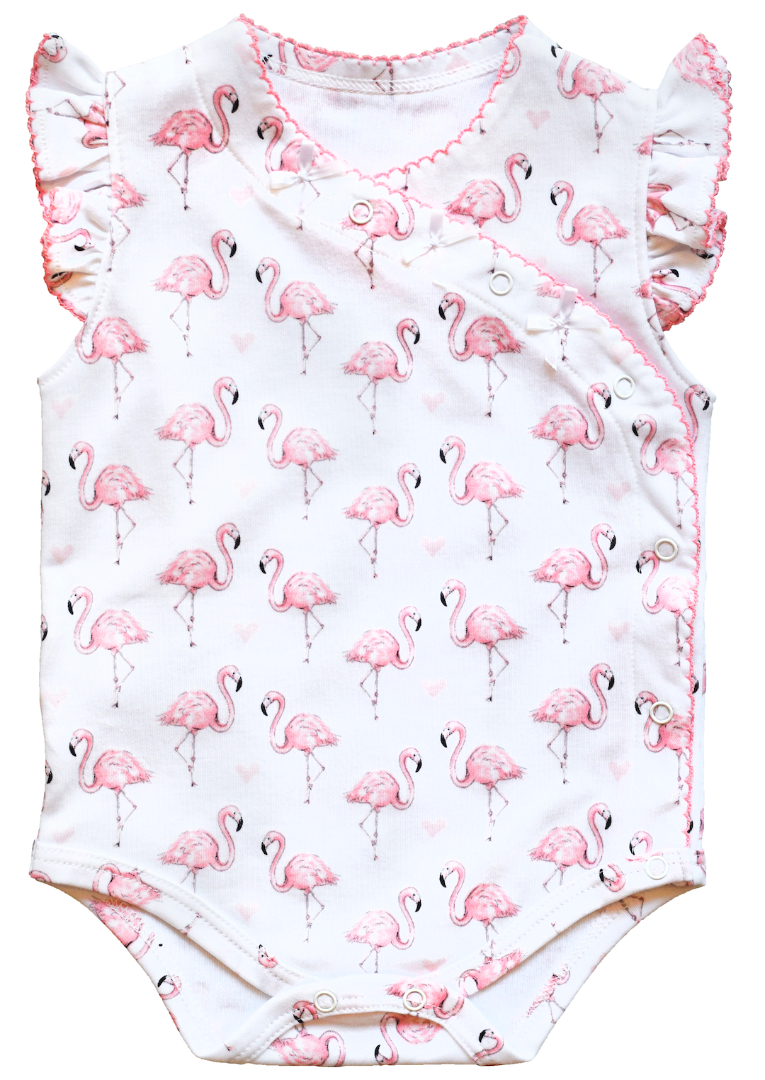 Pink Flamingo Onesie with Bows - HoneyBug