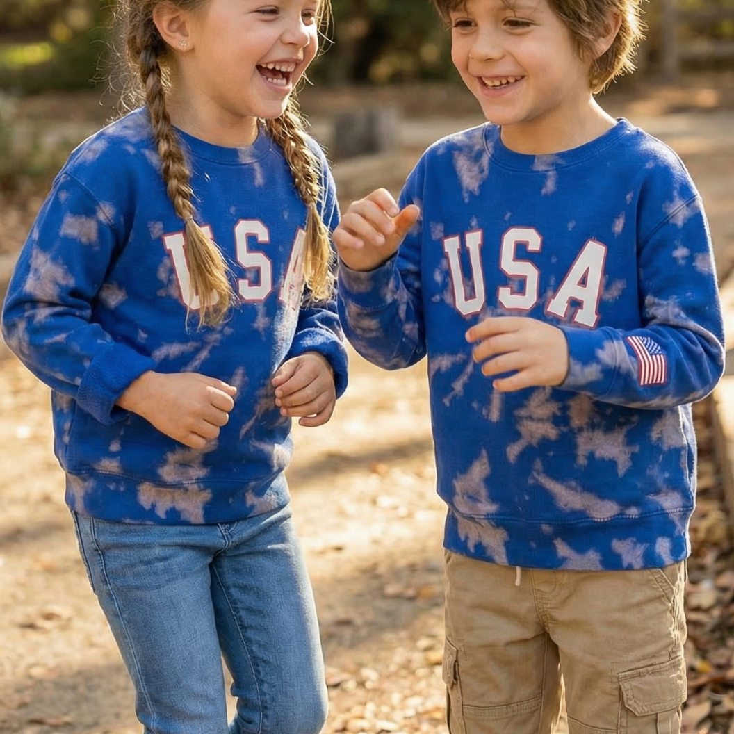 TRU AMERICAN ♡ toddler tie-dye USA graphic sweatshirt