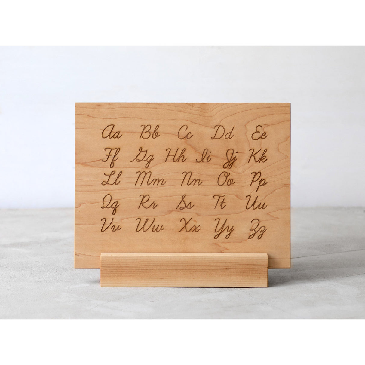 Wooden Alphabet Montessori Board and Tabletop Reference Chart • Classic Script Cursive - HoneyBug