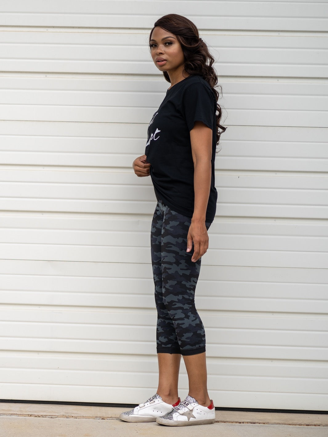 Snapback™ Postpartum Crop Leggings - Black Camo - FINAL SALE - HoneyBug