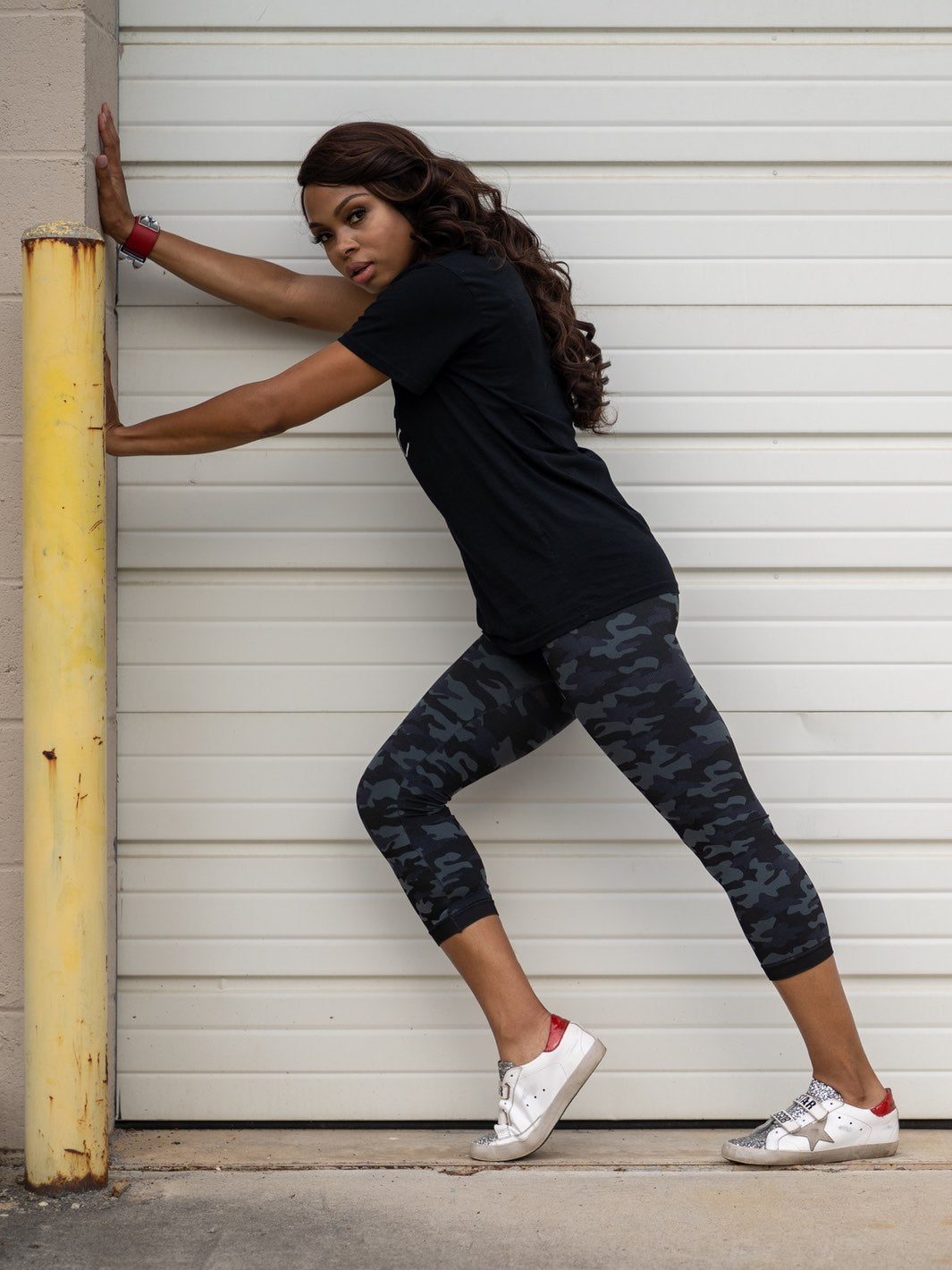 Snapback™ Postpartum Crop Leggings - Black Camo - FINAL SALE - HoneyBug