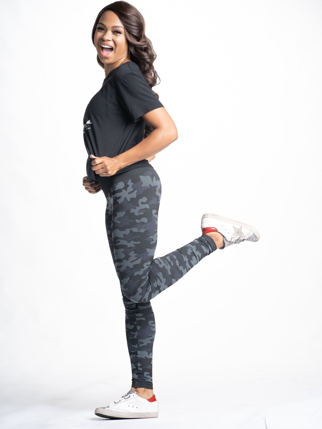 Snapback™ Postpartum Leggings - Black Camo - HoneyBug