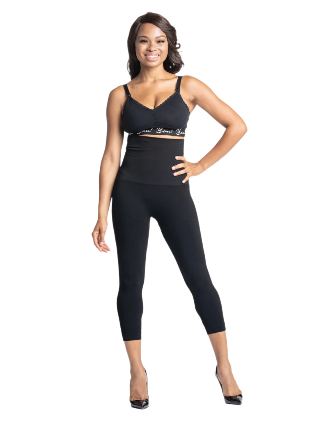 Snapback™ Postpartum Crop Leggings - Black - HoneyBug
