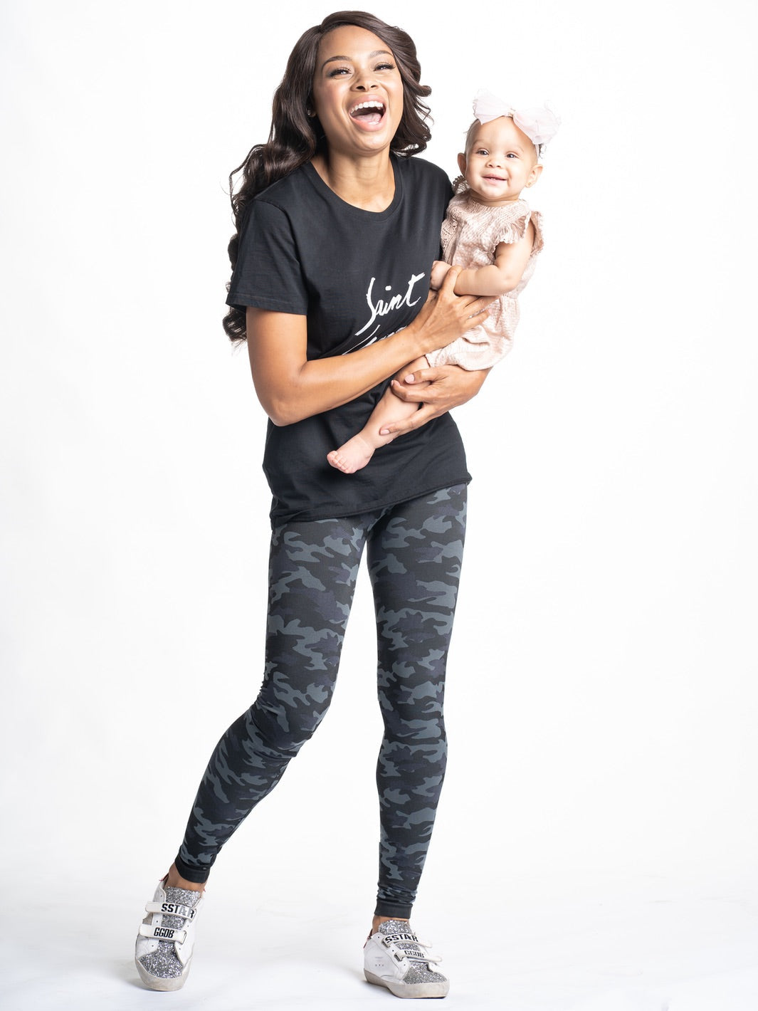Snapback™ Postpartum Leggings - Black Camo - HoneyBug