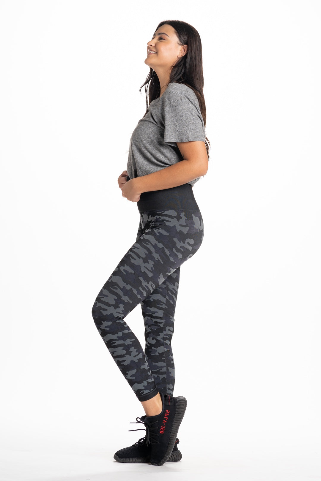 Snapback™ Postpartum Leggings - Black Camo - HoneyBug