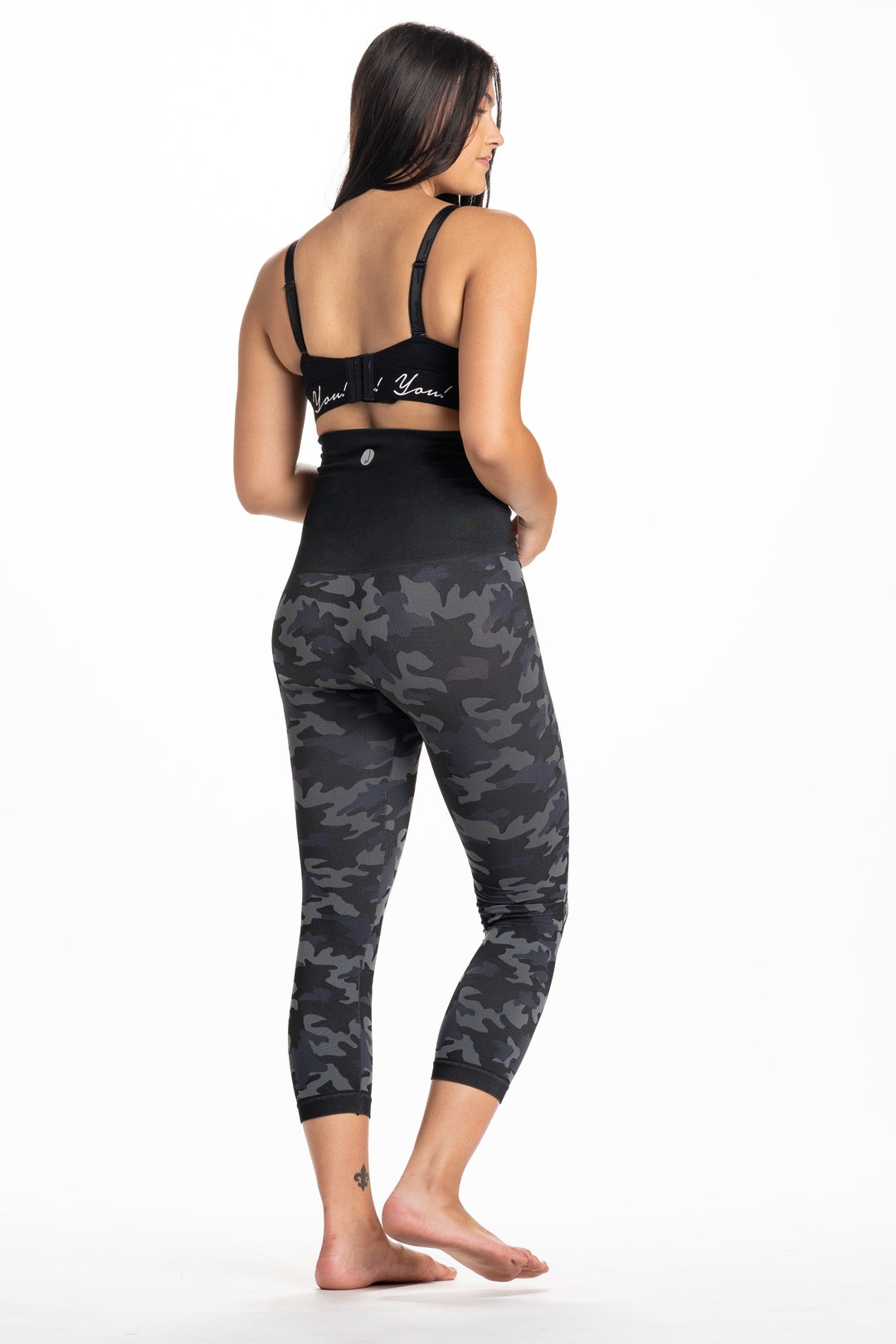 Snapback™ Postpartum Crop Leggings - Black Camo - FINAL SALE - HoneyBug