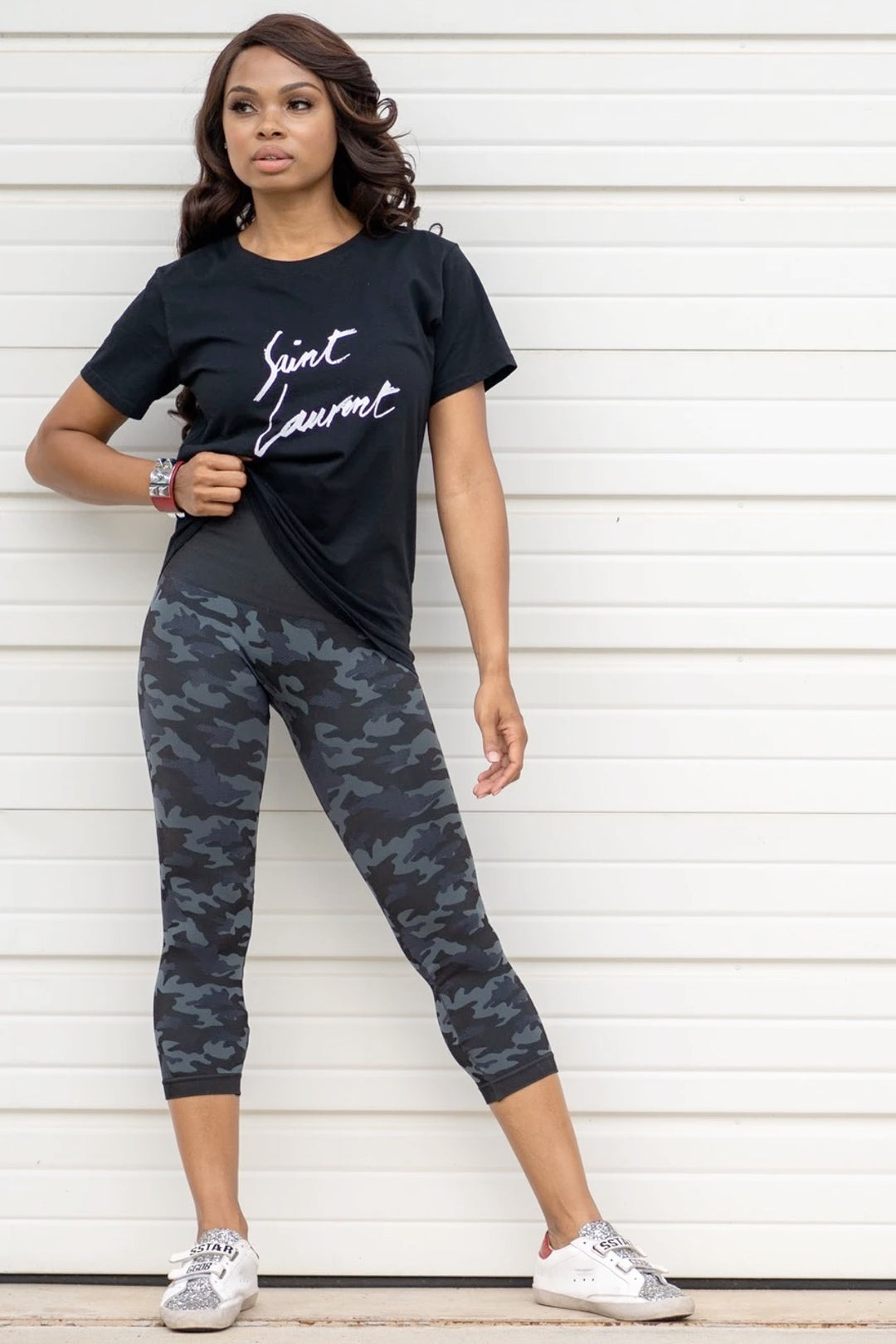 Snapback™ Postpartum Crop Leggings - Black Camo - FINAL SALE - HoneyBug