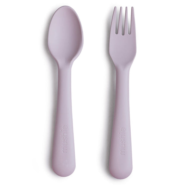 Dinnerware Fork and Spoon Set - Soft Lilac - HoneyBug