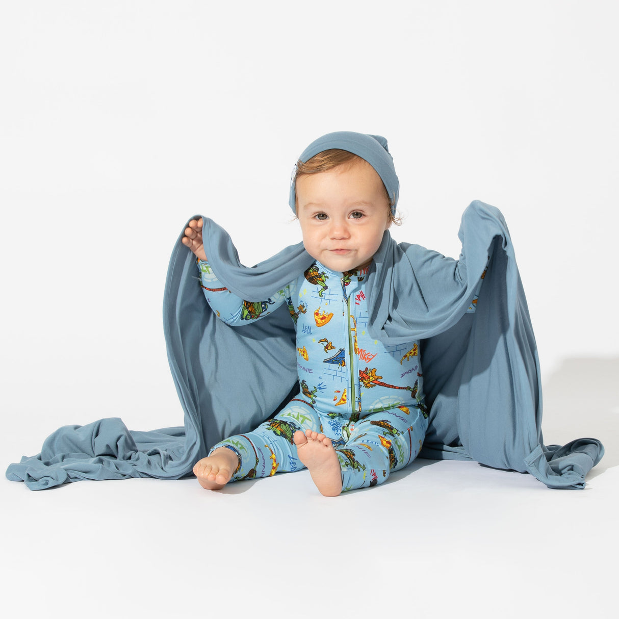 Oasis Teal Bamboo Swaddle & Beanie Set - HoneyBug