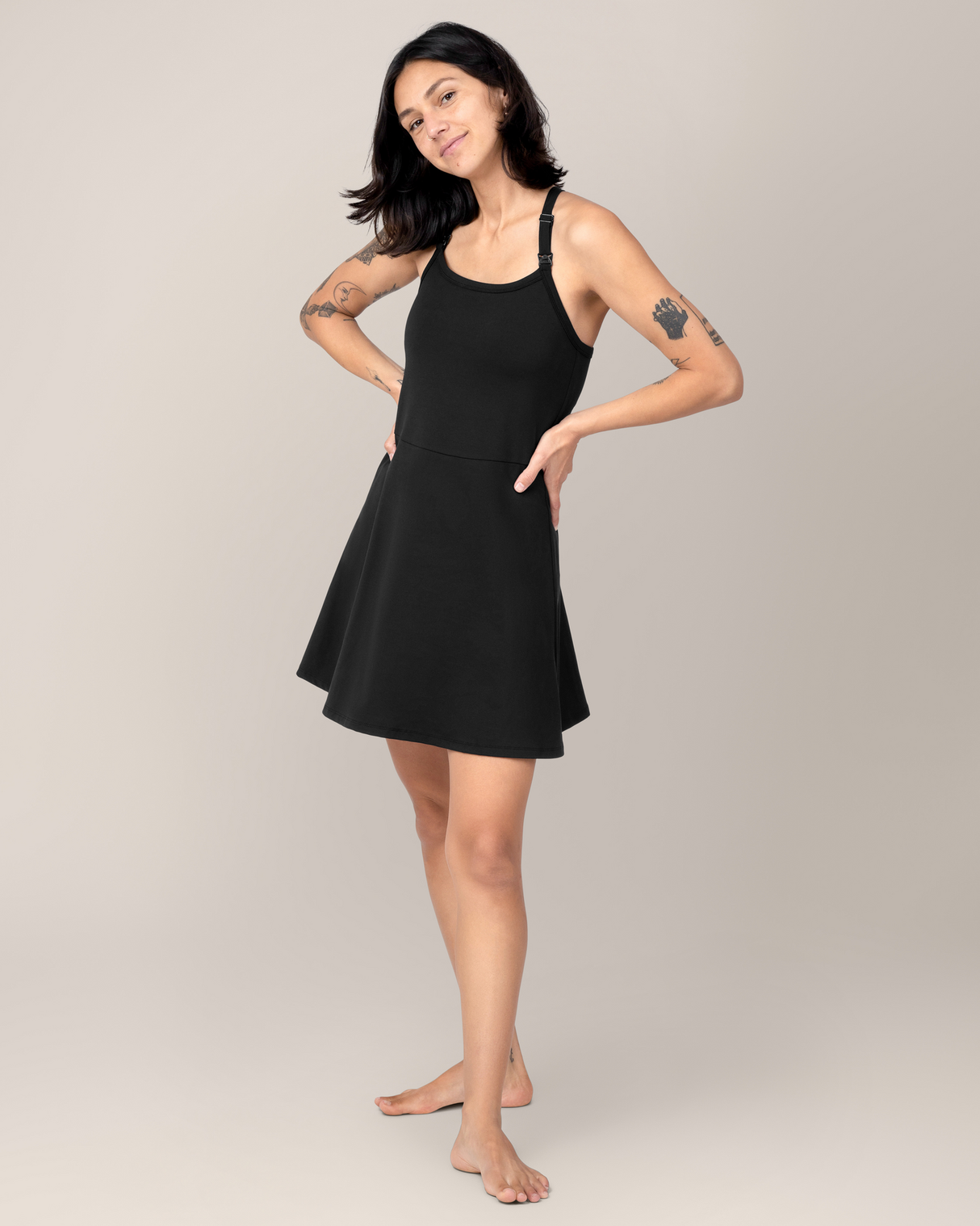 Stevie Active Racerback Nursing Dress | Black - HoneyBug