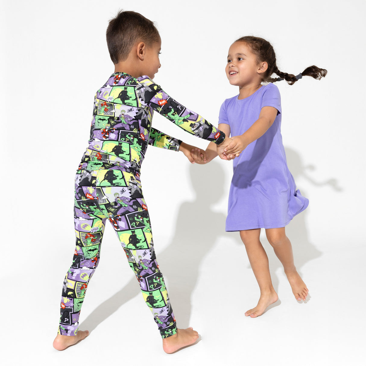 Poppin Purple Bamboo Girls' Short Sleeve Dress - HoneyBug