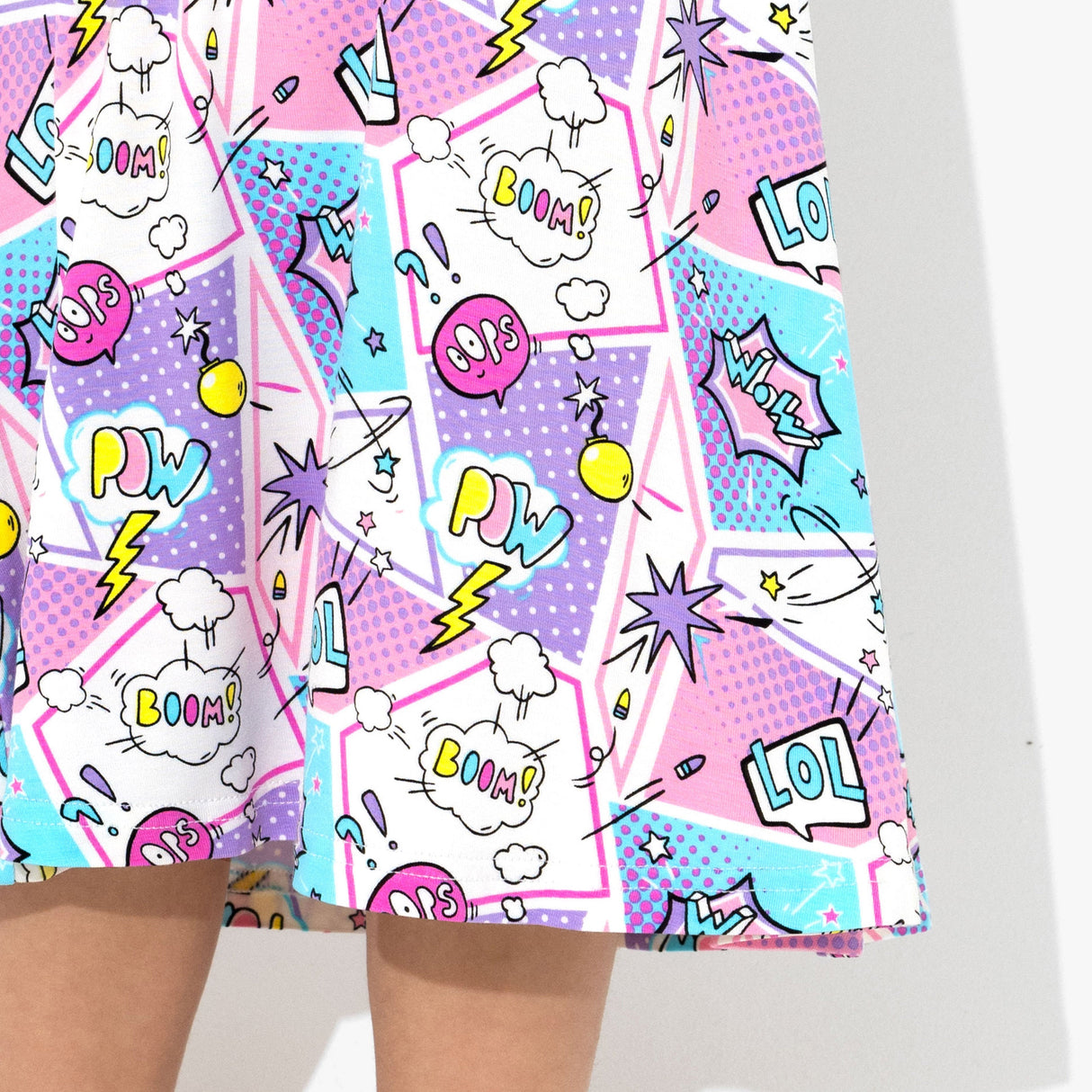 Comic Purple Bamboo Girls' Sleeveless Dress - HoneyBug