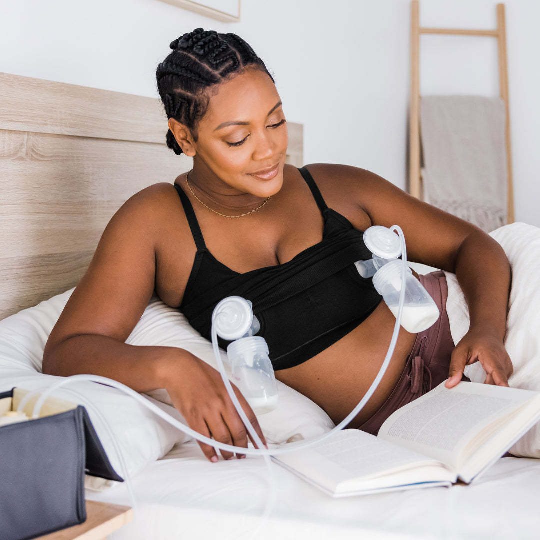 Sublime® Bamboo Hands-Free Pumping Lounge & Sleep Bra | Black - HoneyBug