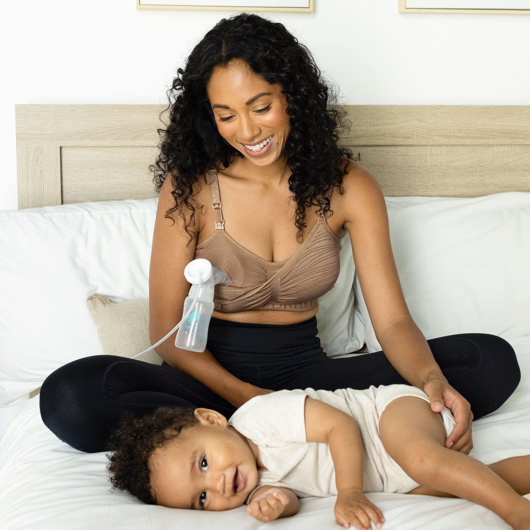 Sublime® Hands-Free Pumping & Nursing Bra | Latte - HoneyBug