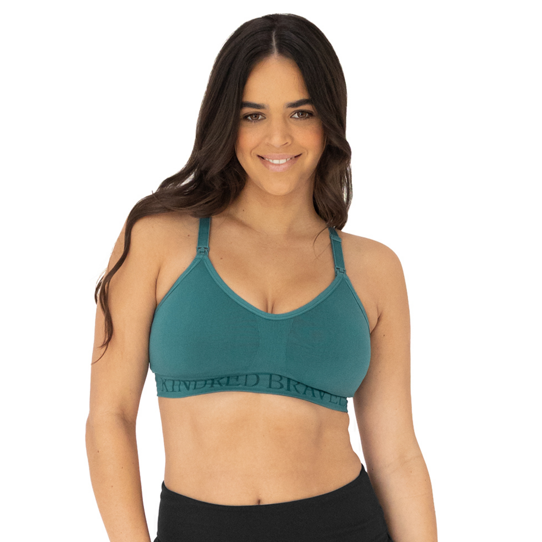 Sublime® Hands-Free Pumping & Nursing Sports Bra | Teal - HoneyBug