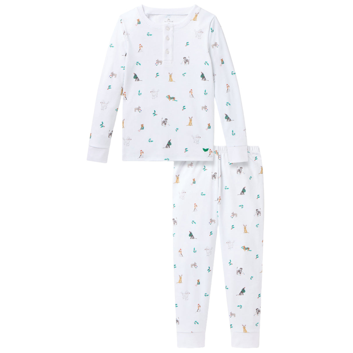 Kid's Pima Snug Fit Pajama Set in Jingle Paws - HoneyBug