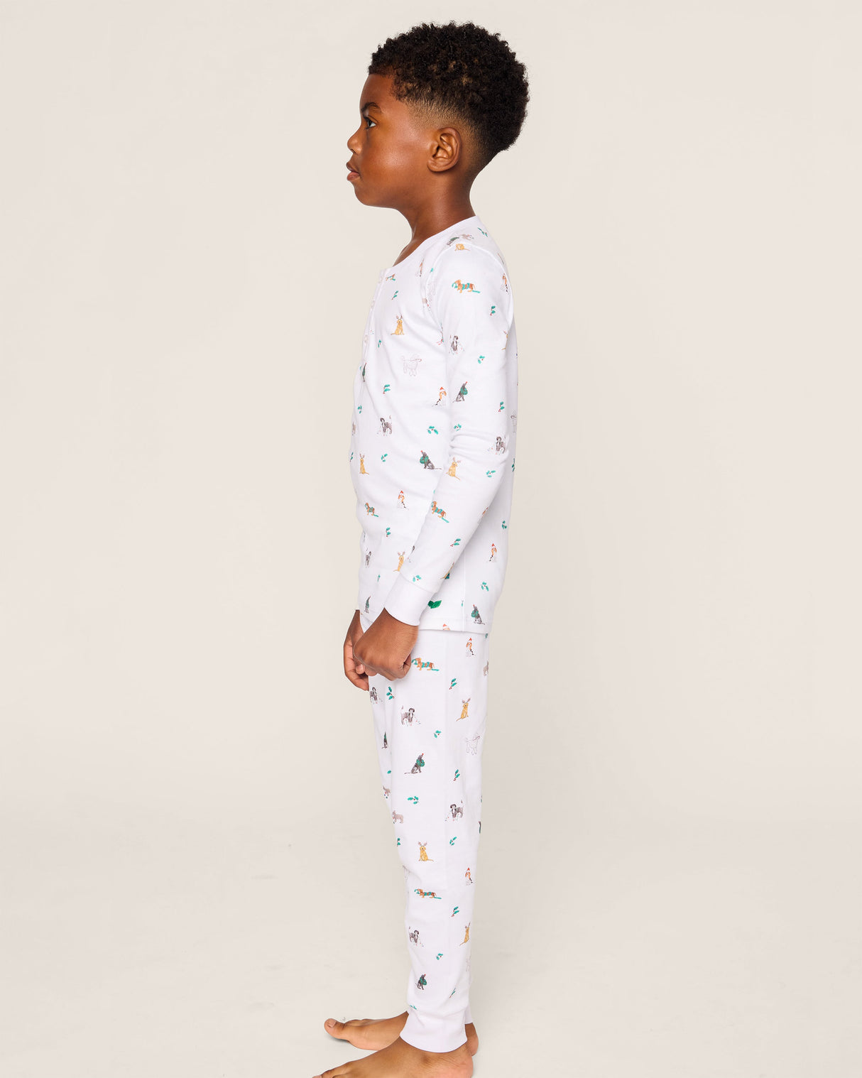 Kid's Pima Snug Fit Pajama Set in Jingle Paws - HoneyBug