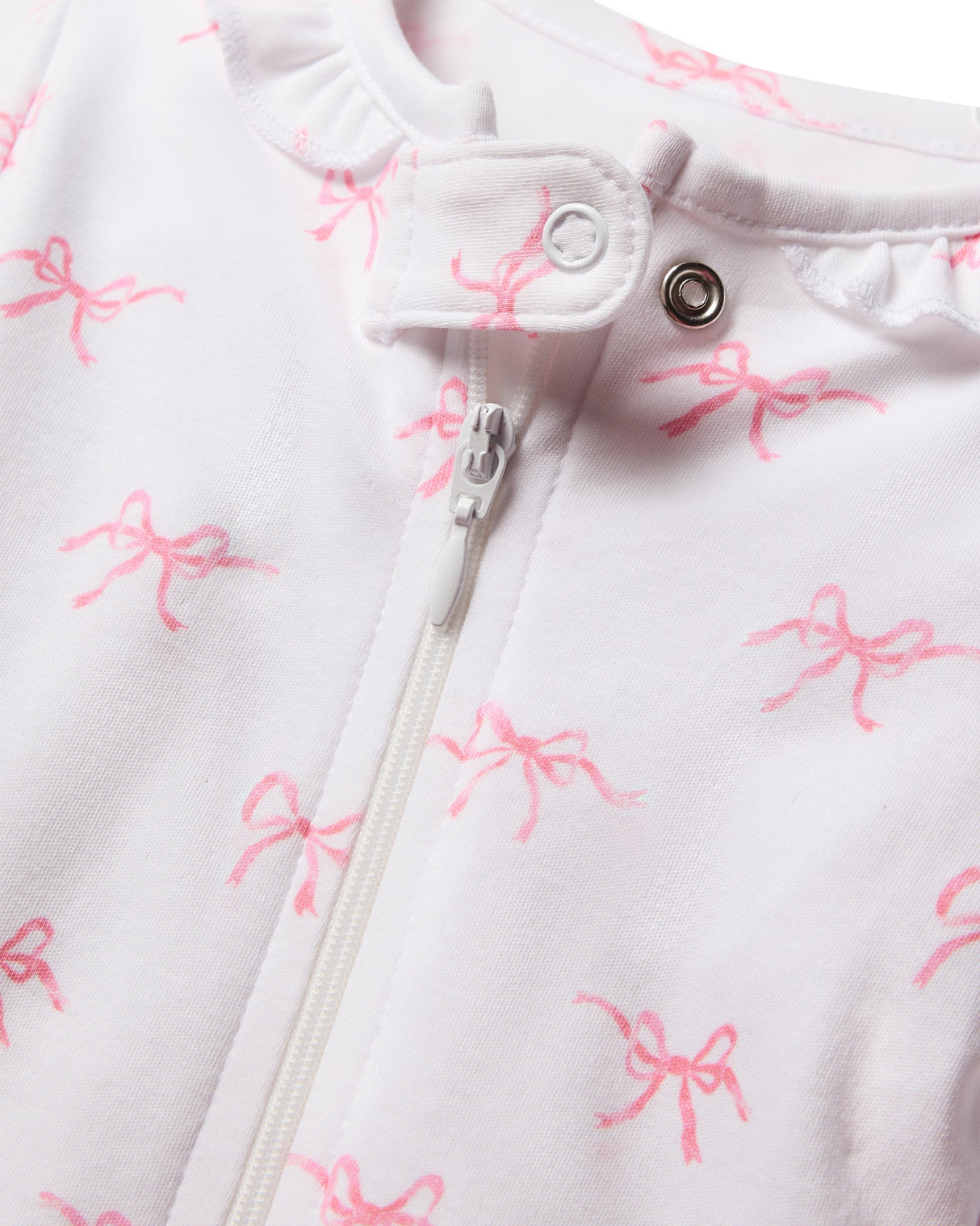 Baby's Pima Ruffle Collar Romper in Blushing Bows