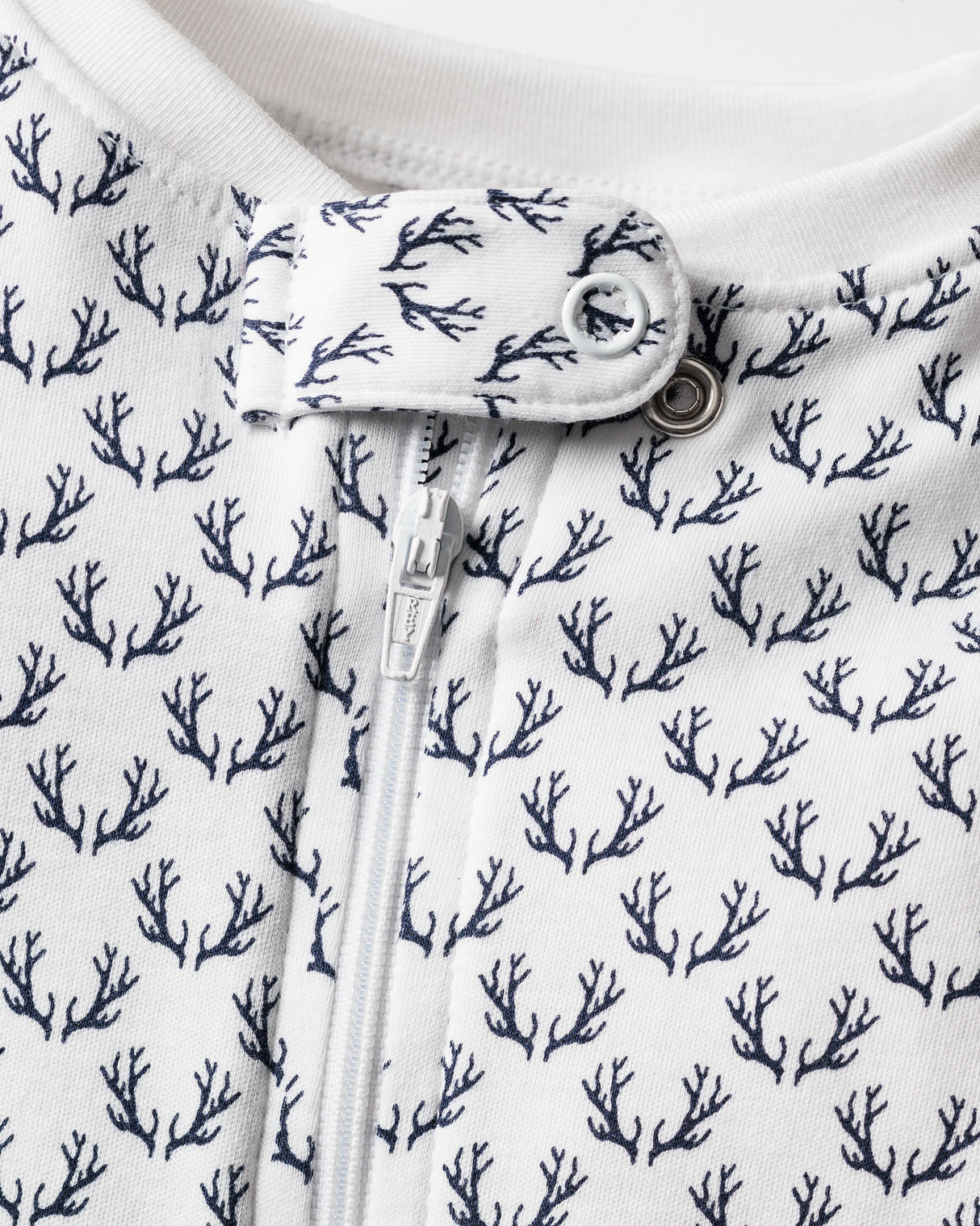 Baby's Pima Romper in Nordic Antlers on White - HoneyBug