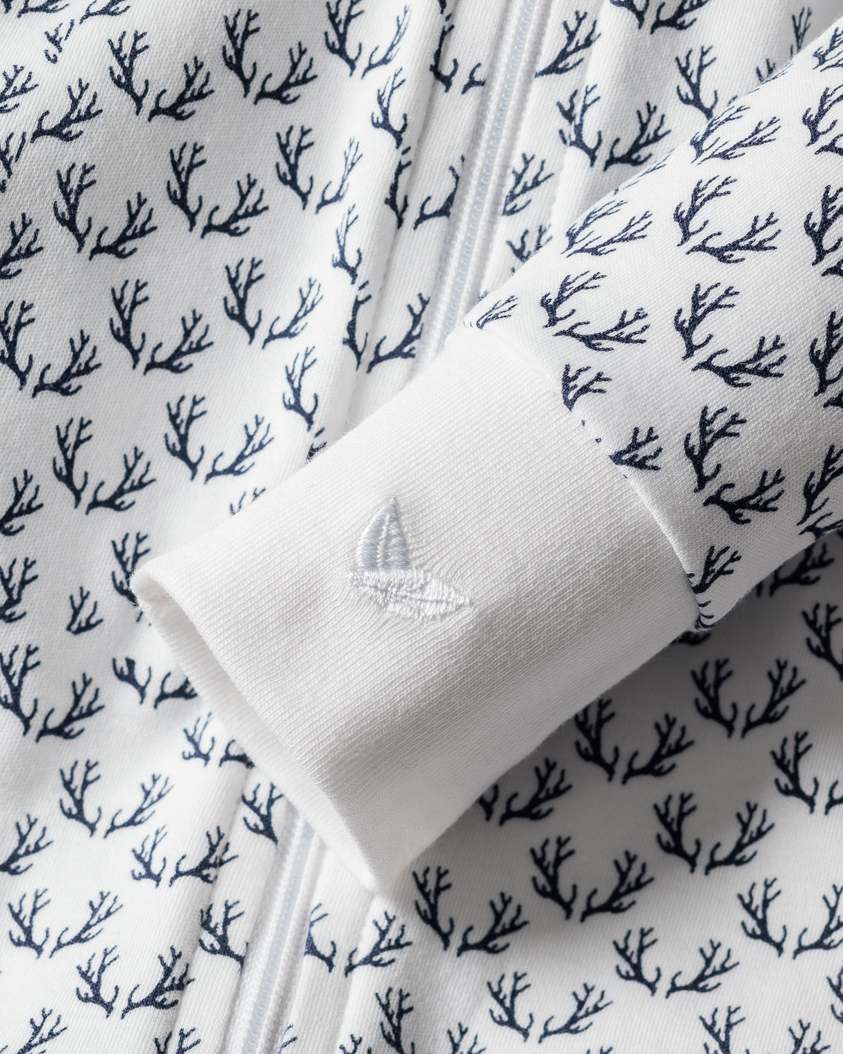 Baby's Pima Romper in Nordic Antlers on White - HoneyBug