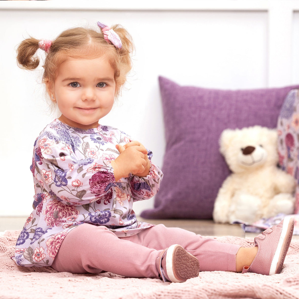 Floral Baby Top & Leggings Set – Bamboo Cotton Vintage Bloom - HoneyBug