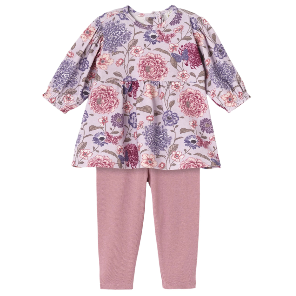 Floral Baby Top & Leggings Set – Bamboo Cotton Vintage Bloom - HoneyBug