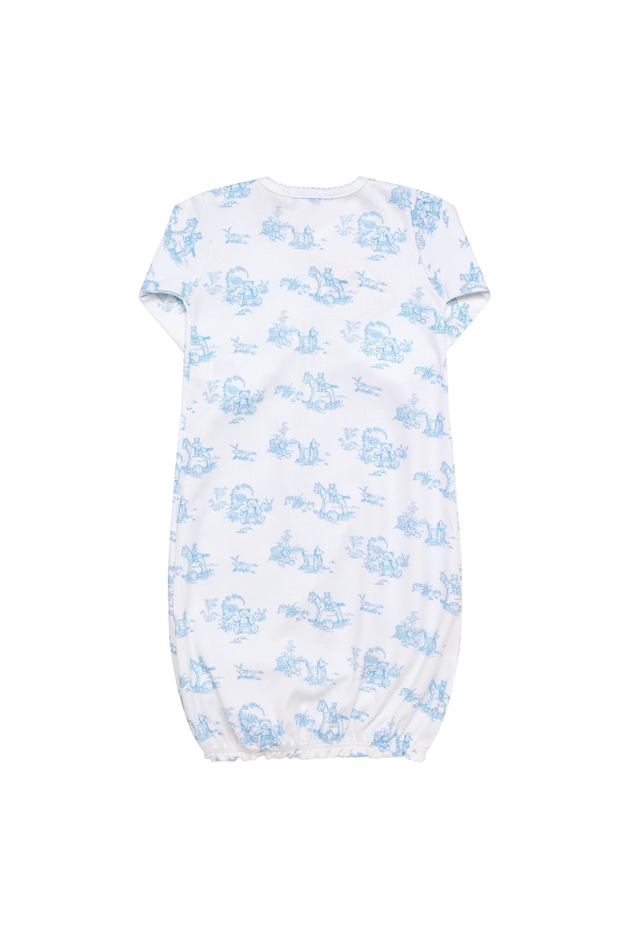 Blue Toile Baby Gown - HoneyBug