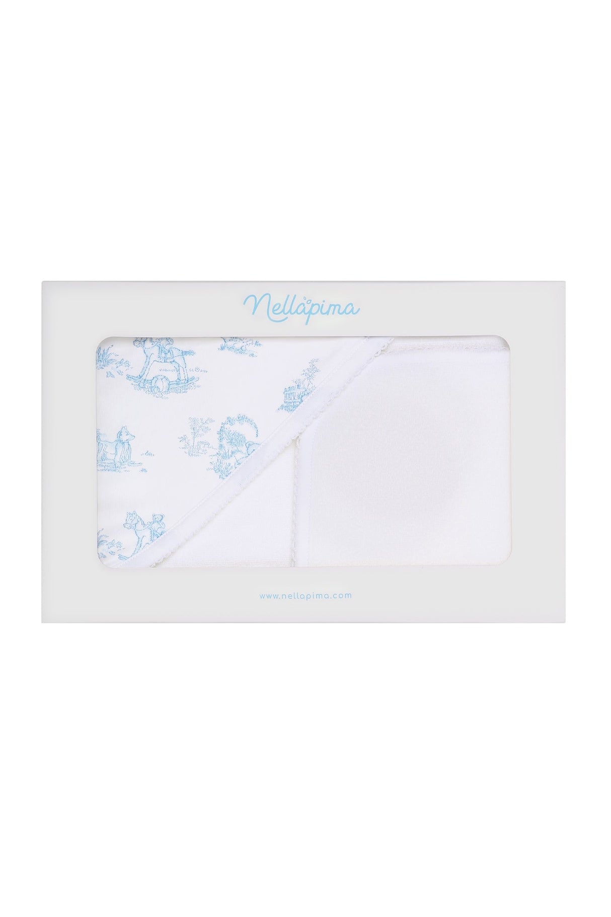 Blue Toile Hooded Towel - HoneyBug