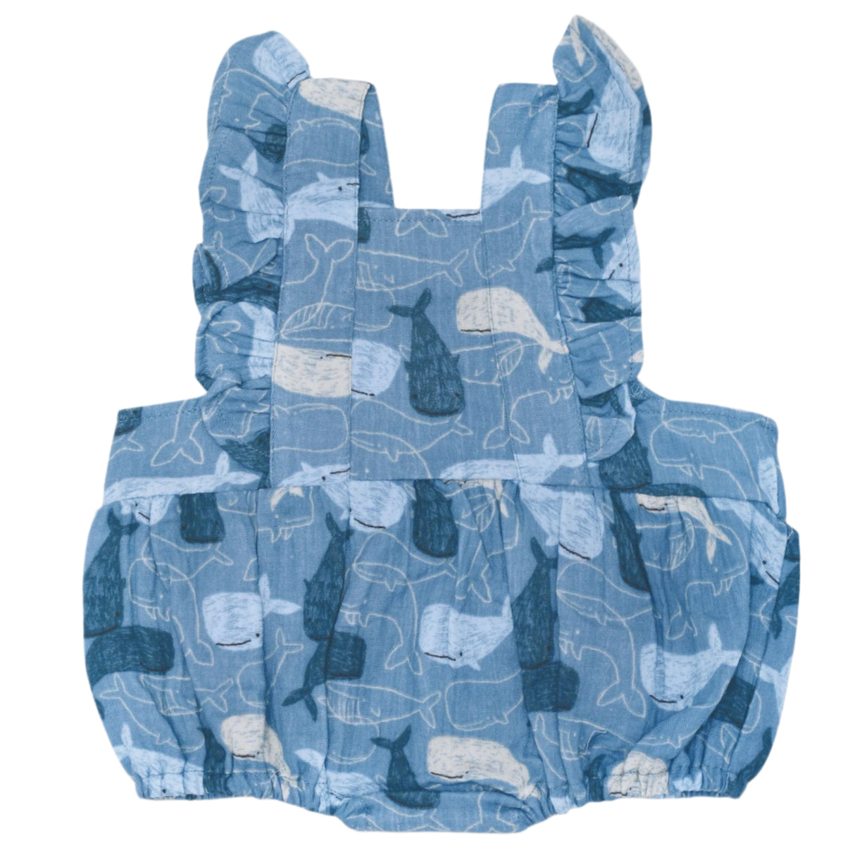 Muslin Flutter Sleeve Romper - Whale Tales - HoneyBug