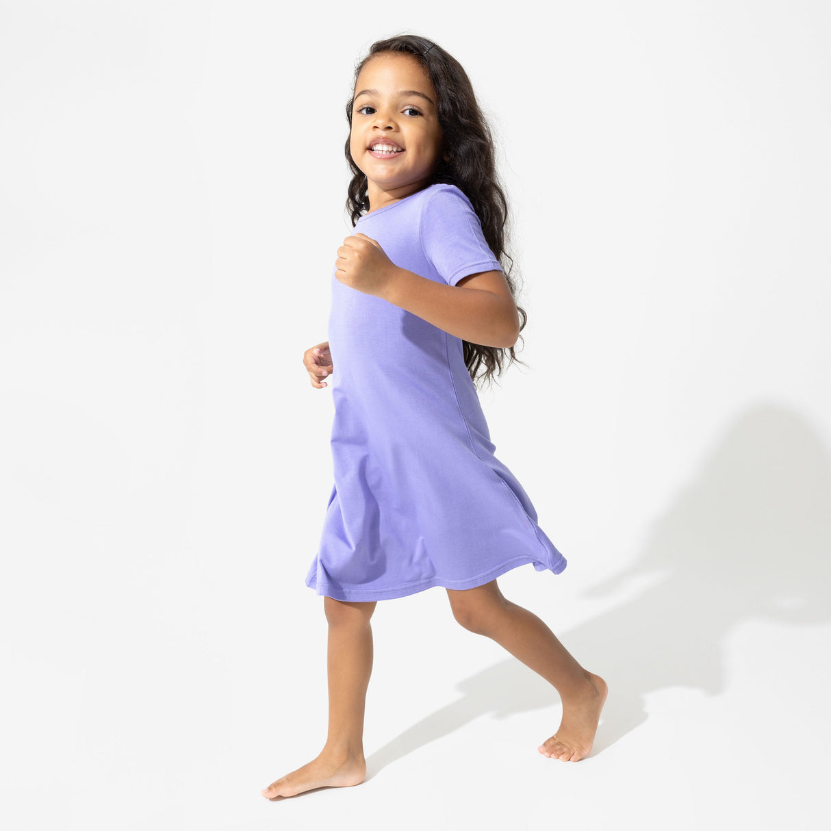 Poppin Purple Bamboo Girls' Short Sleeve Dress - HoneyBug